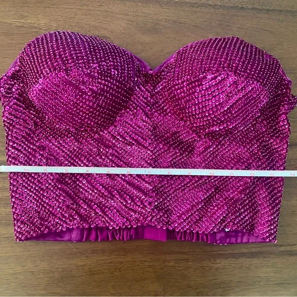 Retrofete Pink Beaded Bustier Top Size M - Picture 5 of 16